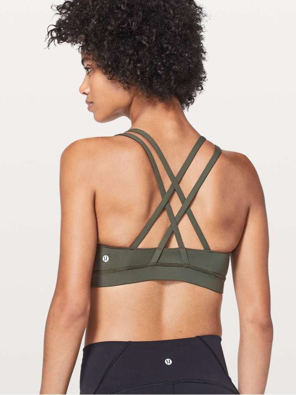 Lululemon Energy Bra Camo Green Cross Back Straps Size 8
